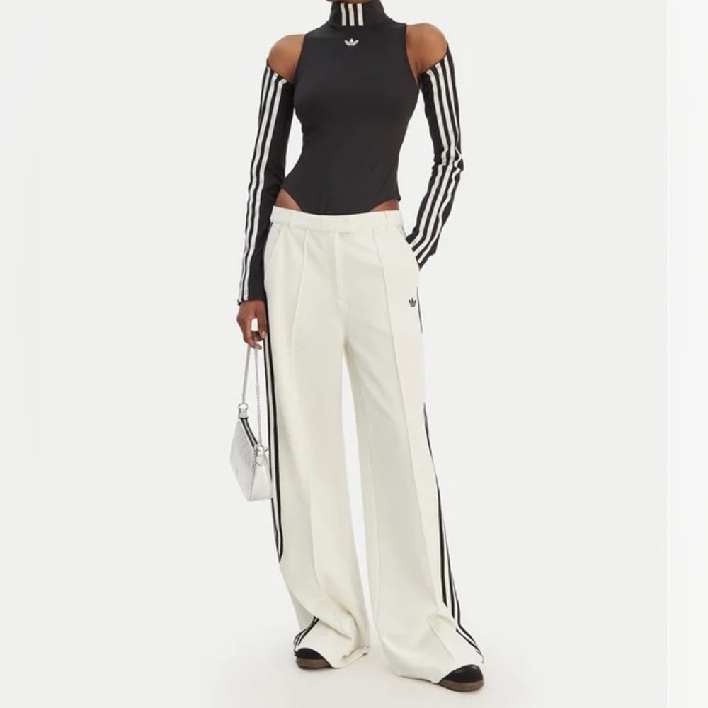 ADDIDAS SPORT TAILORED PANTS WHITE WIDE LEG- SIZE 6-NWT